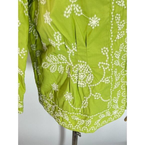 Coldwater Creek Blazer Jacket Green White Floral Embroidery Size 10 - Picture 16 of 17